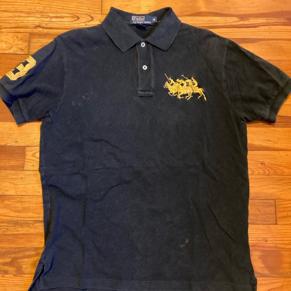 Ralph Lauren Black w/Gold Large Ponies Polo